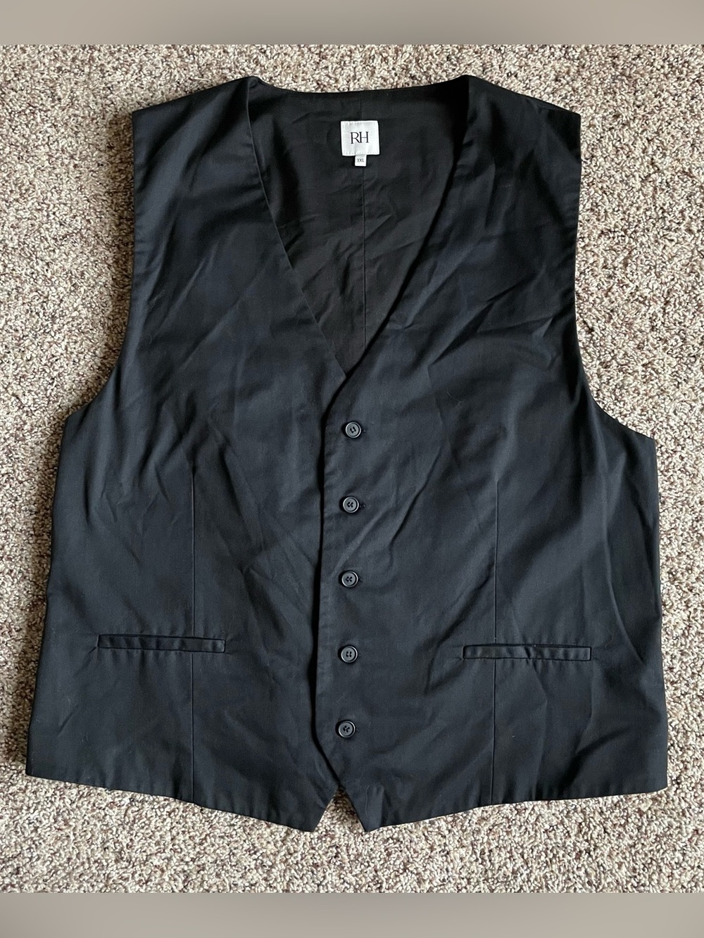 Restoration Hardware Men’s Waistcoat Suit Vest Black Sz 3XL Formal Wedding Prom